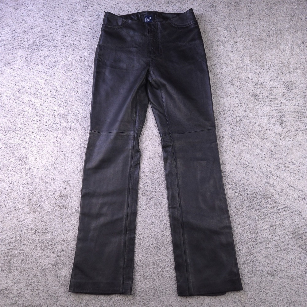 Vintage Gap Leather Pants Womens Size 2 Lined Black 27x30 Slim Straight Leg
